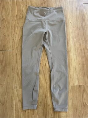 lululemon wunder train high-rise ribbed tight 25” in taupetastic